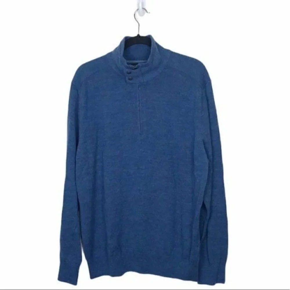 Banana Republic Blue Wool Blend 1/4 Zip Sweater XL